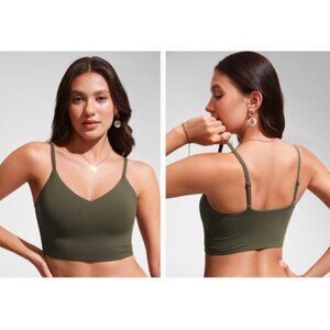 CRZ YOGA Womens Sports Swimsuit Top Dark Olive Green XL Swim Beach Wear  XL -NEW